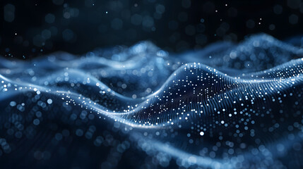Aufkleber - Abstract technology stream background. Digital dynamic wave of dots. Network connection structure. 3D rendering
