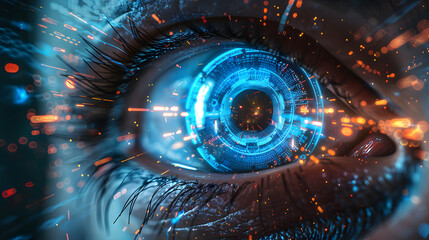 Aufkleber - Blue eye cyber circuit future technology concept background