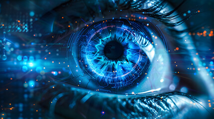 Aufkleber - Blue eye cyber circuit future technology concept background