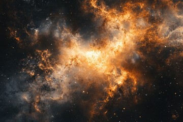 a vibrant nebula with swirling gas and dust in a dark space.