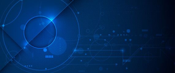 Abstract vector design, futuristic blue motherboard, Digital circuit and processor on dark blue background. For technology, data communication concept, information flow in a modern tech background
