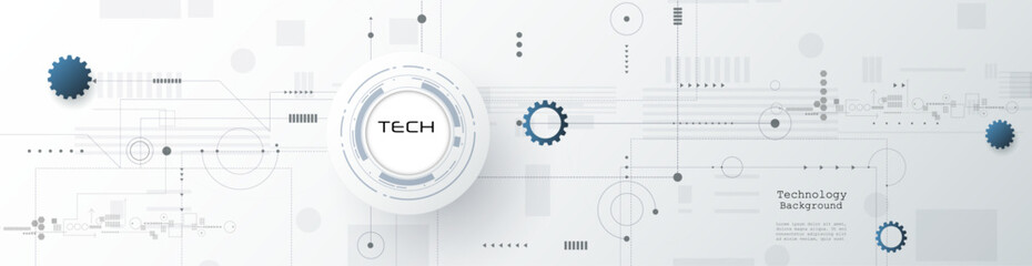 Leinwandbilder - Vector abstract circuit board, Illustration high tech, network connection, science and information technology on white color background. Digital futuristic concept for website, banner template