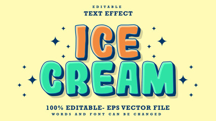 Fototapete - 3d Minimal Word Ice Cream Editable Text Effect Design Template, Effect Saved In Graphic Style