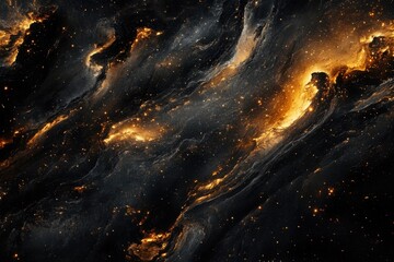 Wall Mural - abstract swirling nebula with golden glowing gas.