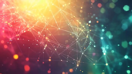 Poster - Abstract Network of Interconnected Nodes and Lines in Vibrant Hues