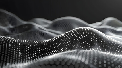 Aufkleber - futuristic abstract mesh. wave with the connection of dots and lines. 3d rendering