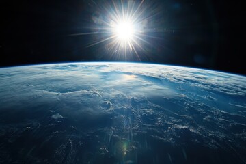 Wall Mural - earthrise with sun in the sky.