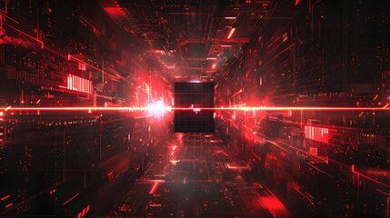 Poster - futuristic wallpaper with a dark rectangle in the center