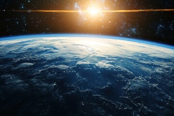 Wall Mural - Sunrise over Earth from space. (2)