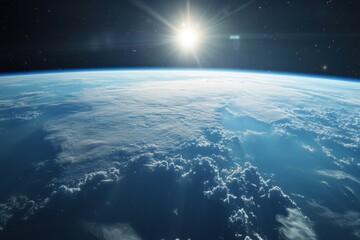 Wall Mural - Sunrise over Earth from Space.