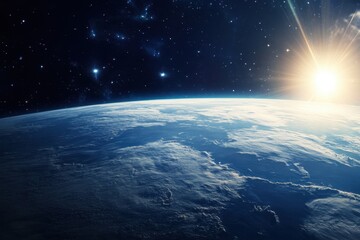 Wall Mural - Sunrise over Earth from space.