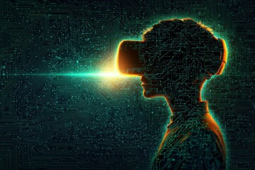 Poster - Immersive VR Experience Futuristic Tech Metaverse Concept