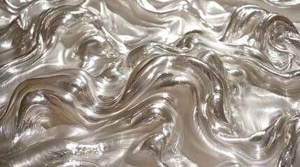Poster - Abstract Silver Waves Texture Background Luxury Shiny Metal Surface