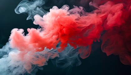 Poster - Dynamic red and white smoke patterns abstract concept digital art dark background artistic viewpoint visual representation of motion