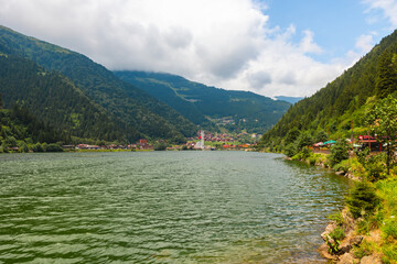 Wall Mural - uzungol trabzon. uzungol lake and forest covered mountains
