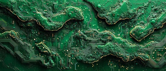 Wall Mural - Circuitry Forest in Decay, Digital Waste and Environmental Impact