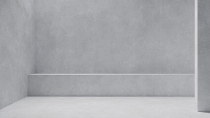 Poster - spacious, modern room featuring bare concrete walls and a smooth floor. minimalistic design creates an empty canvas, inviting creativity and contemplation in a tranquil environment