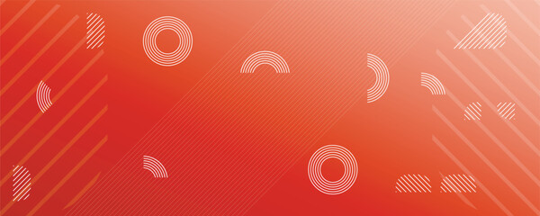 Poster - Abstract geometric line on red background.