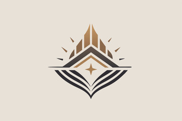 Poster - A geometric symbol featuring sharp lines and subtle gradients in earthy tones, A focus on subtle details and understated elegance, minimalist simple modern vector logo design