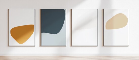 set of four clean poster mockups designed for minimalist art presentation.