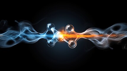 Poster - Stunning Visualization of Hydrogen Gas in Production Representing Its Molecular Structure and Exciting Chemical Reactions in a Dynamic and Artistic Style
