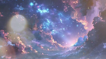 Wall Mural - background with sky space view seamless looping overlay 4k virtual video animation background