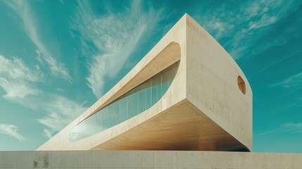 Leinwandbilder - Modern Concrete Building Against A Blue Sky