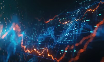 Poster - Abstract Digital Data Visualization Showing Stock Market Trends
