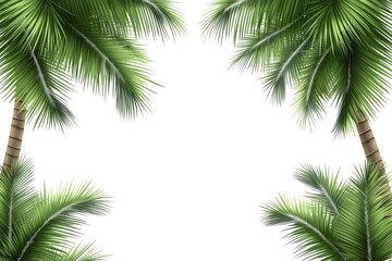 A palm tree is shown with its leaves spread out, creating a frame
