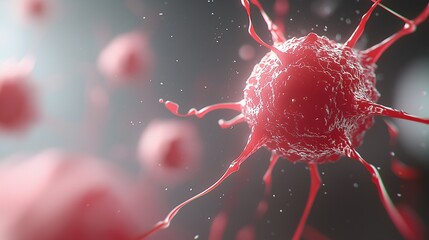 Poster - Detailed Visualization of Cancer Cells with Intricate Structures and Vibrant Colors, Showcasing Their Unique Characteristics in a Scientific Context
