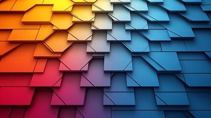 Poster - Dynamic Abstract Composition Featuring Bold Geometric Shapes in a Gradient Color Palette of Orange to Blue, Ideal for Modern Creative Projects and Visual Aesthetics