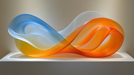 Poster - Vibrant Sculpture Showcasing Dynamic Interplay of Contrasting Colors and Shapes, Captivating Viewer with Fluid Forms and Artistic Expression in Modern Art