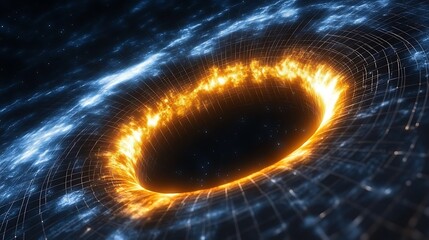 Poster - Stunning Futuristic View of a Digital Void Filled with Energetic Light in a Cosmic Space Illustration Representing Depth and Infinite Dimensions
