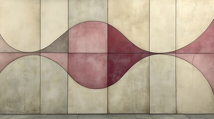 Aufkleber - Minimalist Monochrome Wall Design with Abstract Shapes in Soft Earth Tones for Artistic Spaces and Modern Interiors