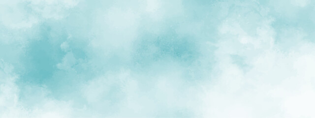 Poster - Abstract background with Clouds and Bright sky with white clouds. Blue sky with clouds and watercooler digital art painting. Background ethereal fog pastel blue with copy space