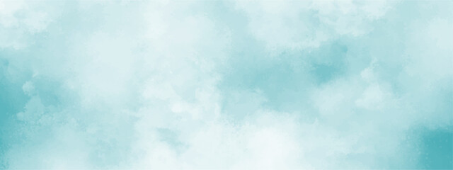 Poster - Abstract background with Clouds and Bright sky with white clouds. Blue sky with clouds and watercooler digital art painting. Background ethereal fog pastel blue with copy space