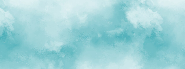 Poster - Abstract background with Clouds and Bright sky with white clouds. Blue sky with clouds and watercooler digital art painting. Background ethereal fog pastel blue with copy space