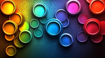 Poster - Abstract Series of Overlapping Geometric Shapes in Vibrant Colors Creating a Dynamic Visual Effect Against a Textured Background