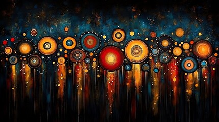 Poster - Striking Digital Artwork Featuring Circular Patterns and Vibrant Colors in a Contemporary Artistic Style for Modern Interior Design