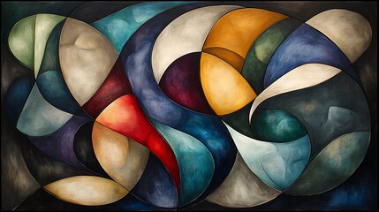 Poster - Surreal Landscape Featuring Flowing Forms in Vivid Colors Capturing the Essence of Abstract Art in Harmony and Movement