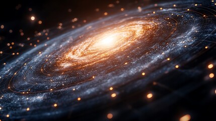 Poster - Swirling Vortex of Light and Abstract Shapes Creating an Enchanting Cosmic Landscape in a Star-filled Universe