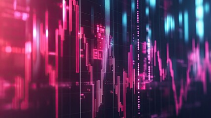 Poster - Abstract financial chart with colorful lines and glowing elements showcasing market fluctuations and data trends for investment analysis and technology visuals