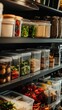 © buakhiao - Organized Kitchen Pantry with Clear Storage Containers Displaying Various Ingredients for Cooking, Healthy Eating, and Meal Preparation in Modern Home Interior