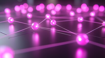 Aufkleber - Abstract Representation of Artificial Intelligence with Glowing Pink Nodes and Connections Symbolizing Neural Networks and Complex Data Relationships