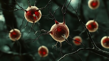 Aufkleber - Abstract Visual Representation of Artificial Intelligence Concepts with Neural-like Structures and Intricate Details in a Dark Environment