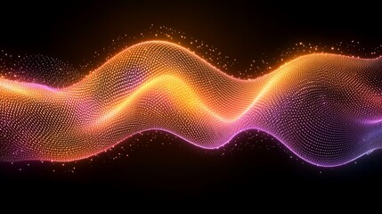 Aufkleber - Abstract Artwork Showcasing Energetic Waves of Light and Color with Fluid Motion and Vibrant Particles in a Dark Background