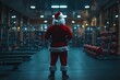 © Dassen - rear view of Santa claus standing in a gym