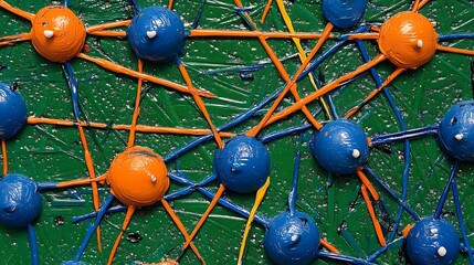 Poster - Abstract Representation of Interconnected Nodes and Lines in Vibrant Colors, Symbolizing Complex Networks and Systems in a Modern Artistic Style