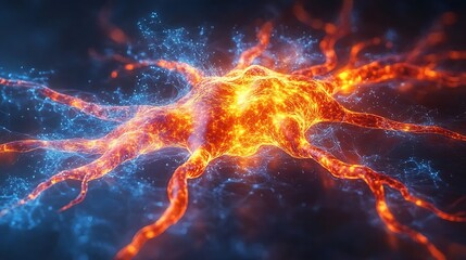 Poster - An Artistic Visualization of a Neural Network with Vibrant Colors and Intricate Structures, Depicting the Complexity of Artificial Intelligence Processing and Connections