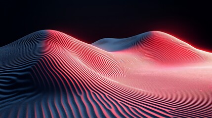 Aufkleber - An Ethereal Projection of a 3D Landscape with Smooth Undulating Forms and Striking Red and Blue Lighting Effects Highlighting the Texture and Depth of the Terrain